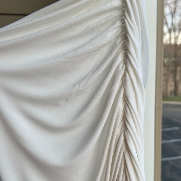 🆕 Norma Kamali Women’s White Ruched Side Drape Skirt - New Without Tags, Size XL - Picture 6 of 11